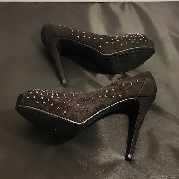 MARC FISHER JEWEL STUDDED EMBELLISHMENTS HIGH HEEL PEEP-TOE PUMP - Picture 10 of 16